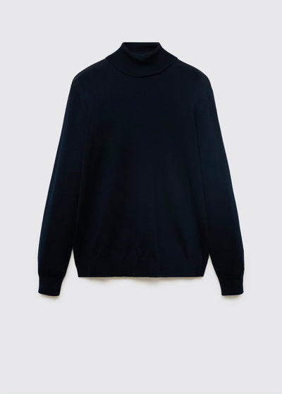 Pull over 100% laine mérinos à col montant