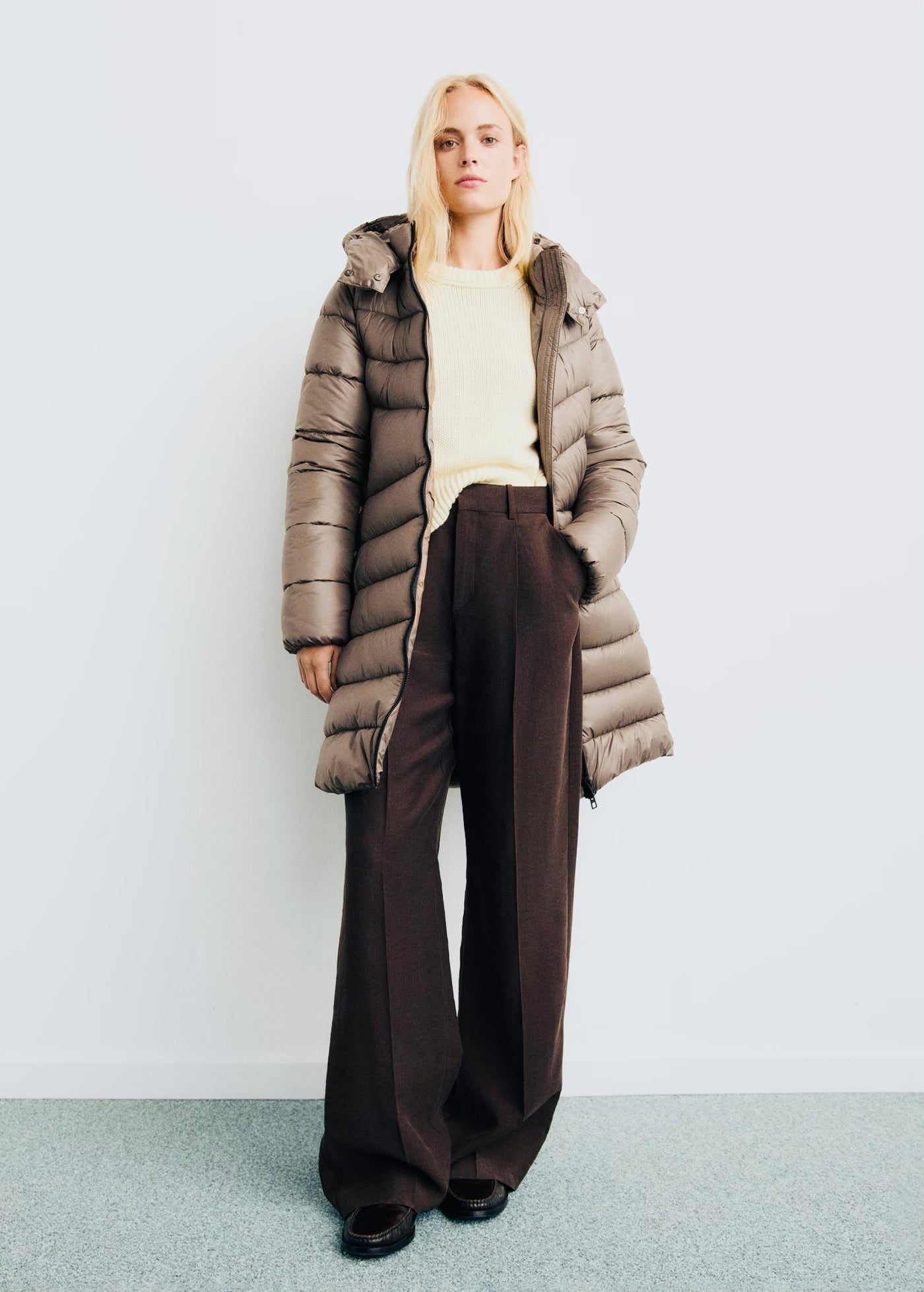 Anorak midi matelassé capuche