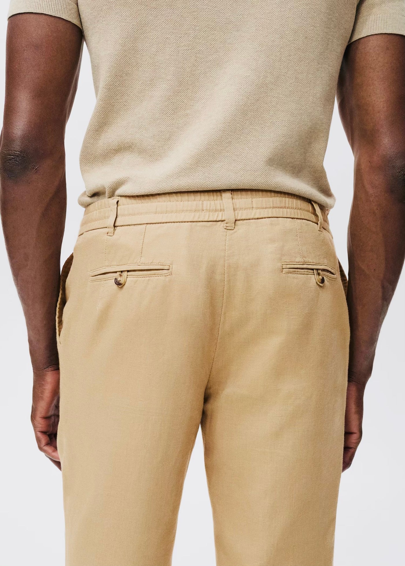 Pantalon Slim Fit Lin avec Cordon