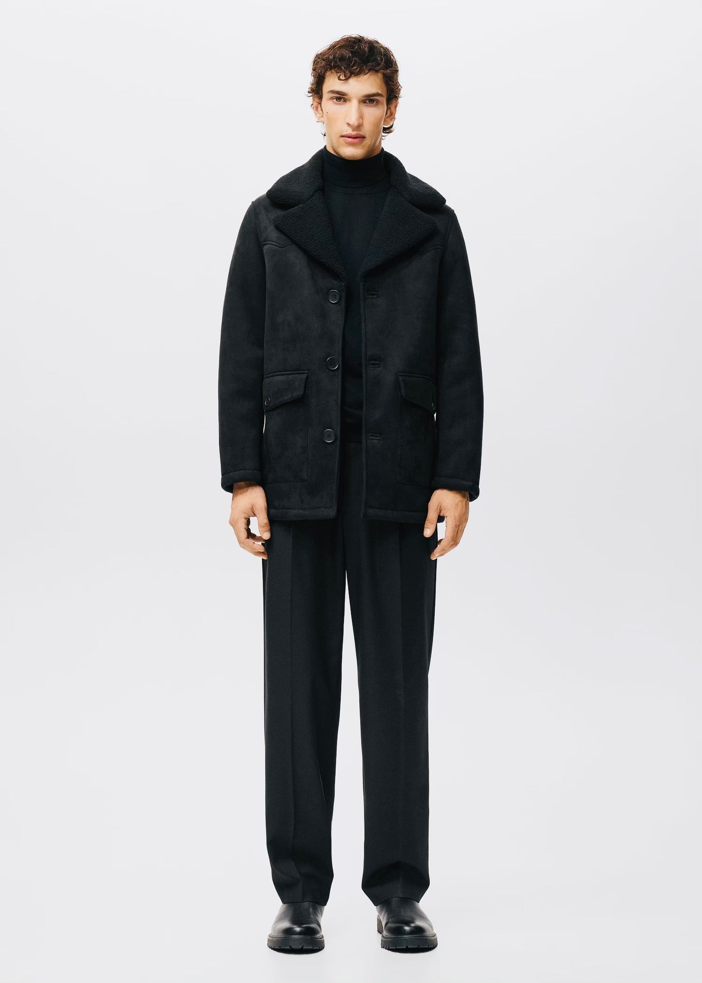 Manteau effet daim imitation mouton retourné