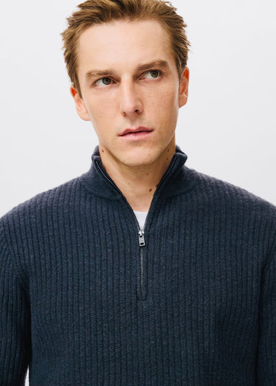 Pull over en maille côtelée à col zippé