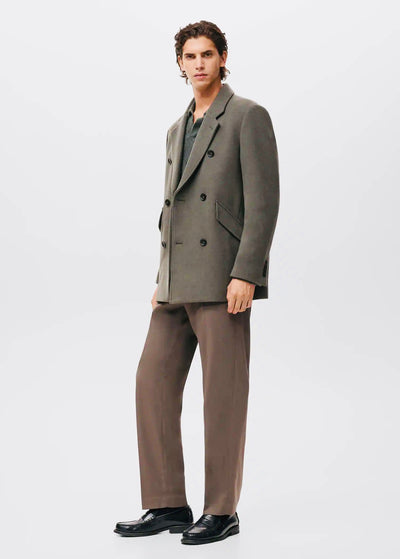 Manteau croisé en laine mélangée