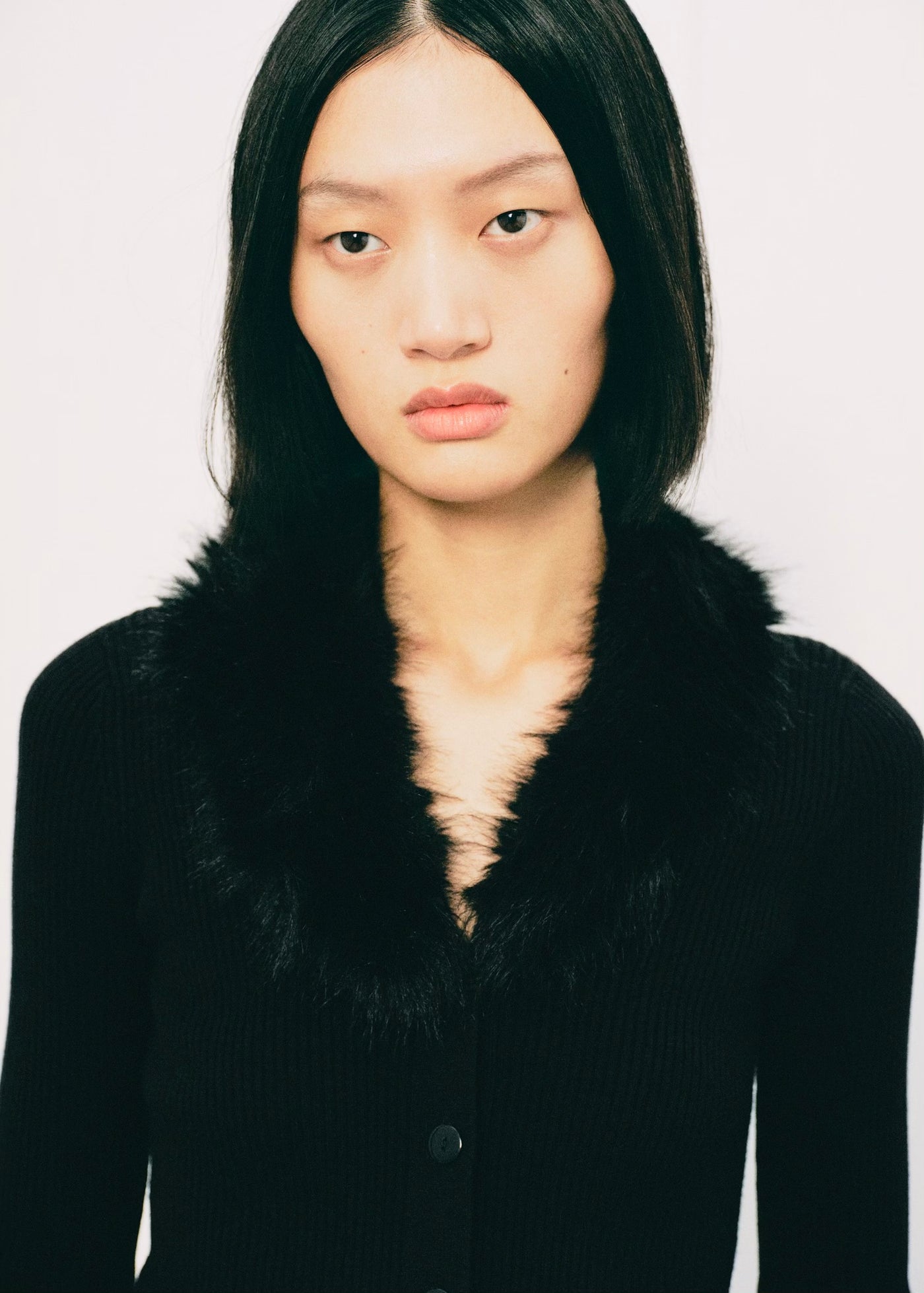 Cardigan à col en imitation fourrure