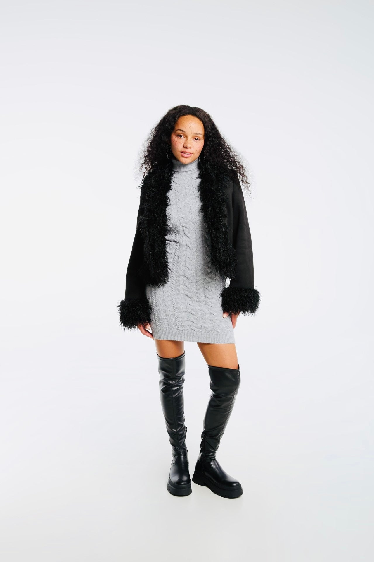 Veste avec mélange de matériaux