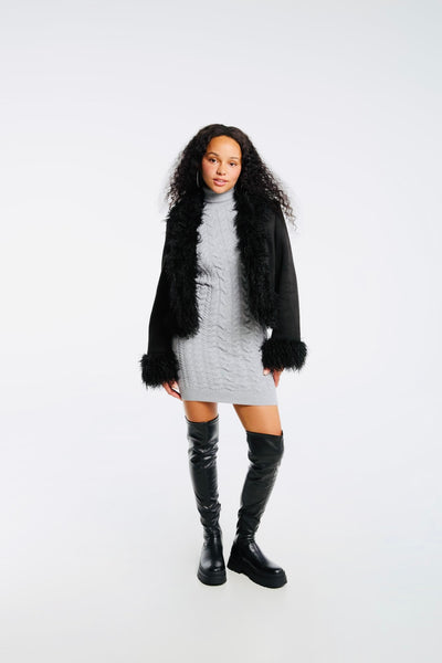 Veste avec mélange de matériaux