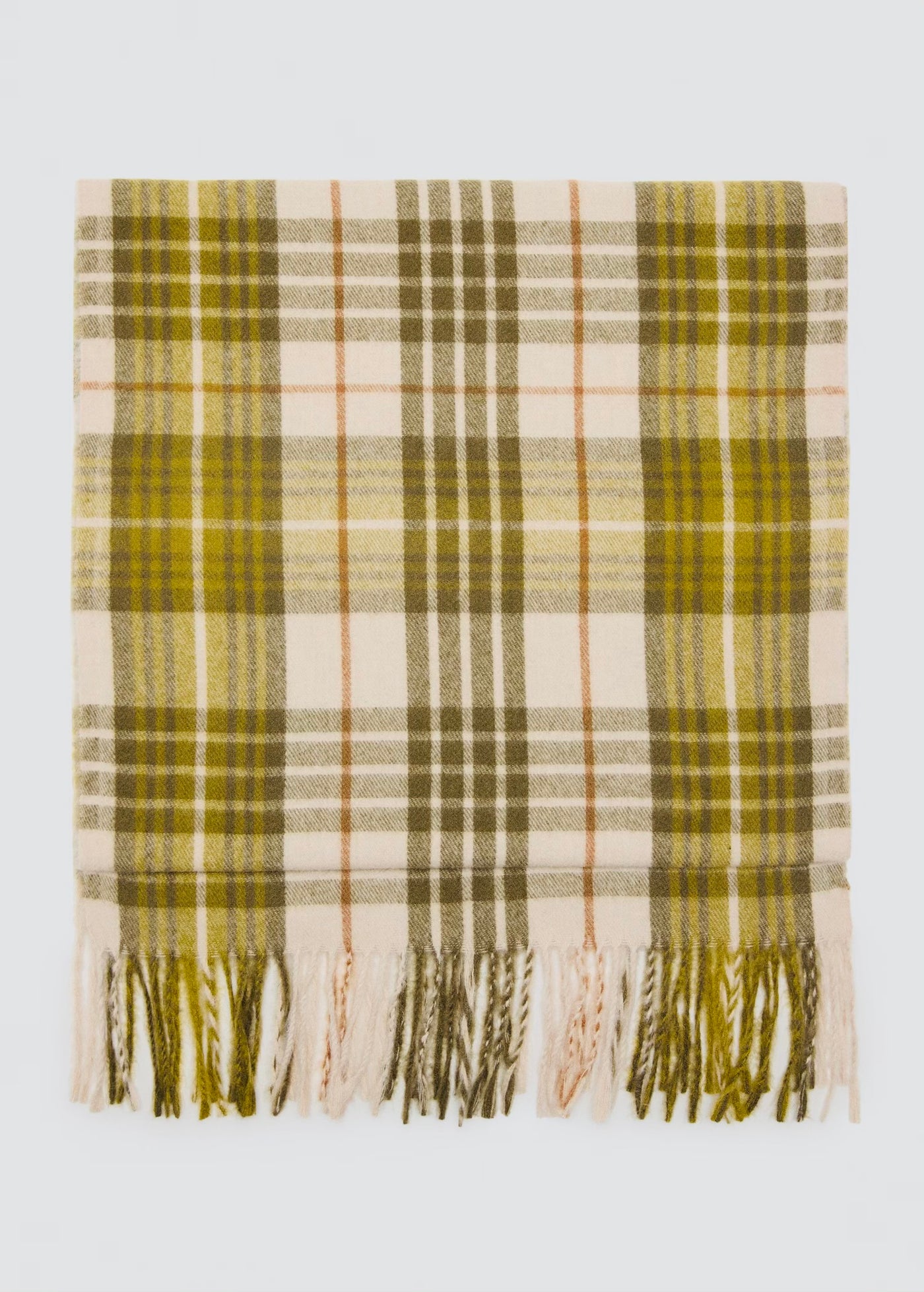 CHECK SCARF WITH FRINGED ENDS