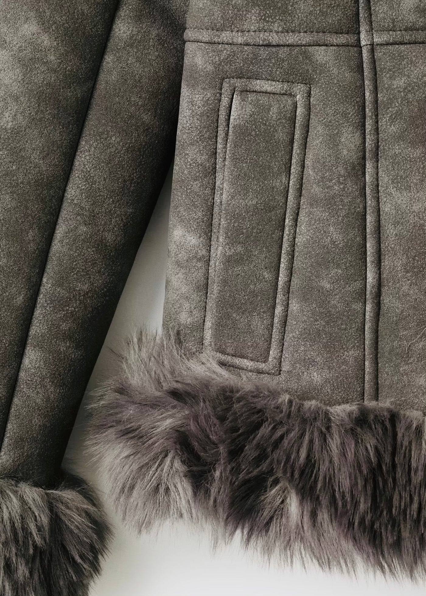 Veste effet daim et fausse fourrure