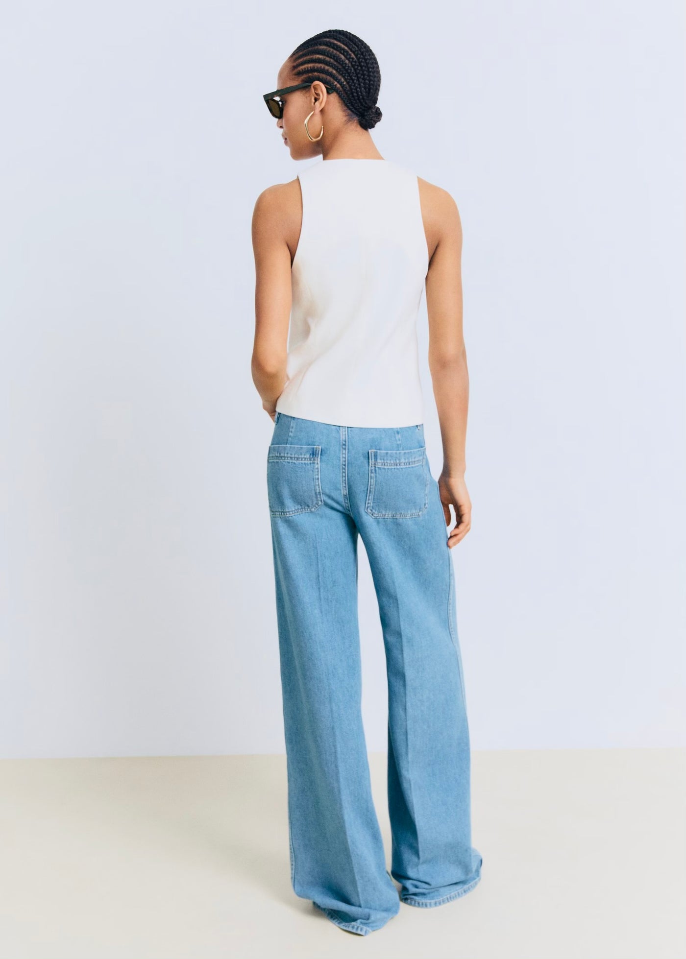 Jean Wideleg Poches Taille Haute