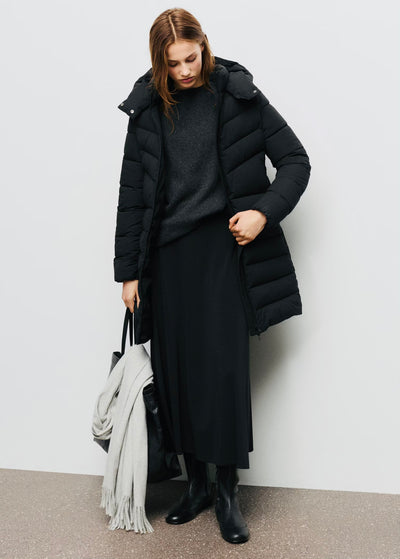 Anorak midi matelassé capuche