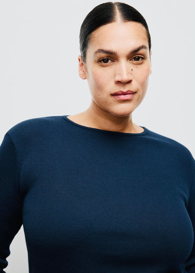 T-shirt Côtelé à Manches Longues