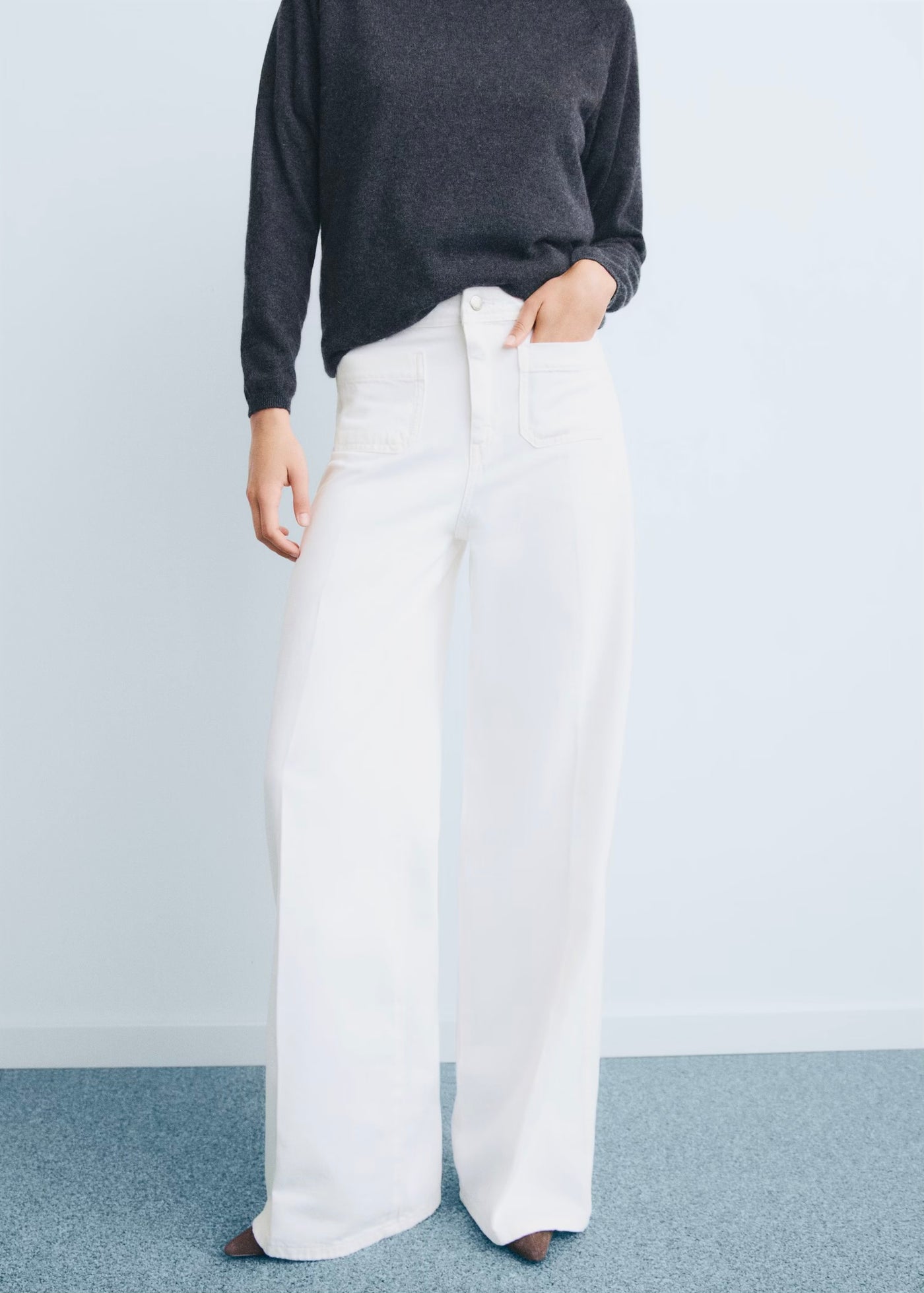 Jean Wideleg Poches Taille Haute