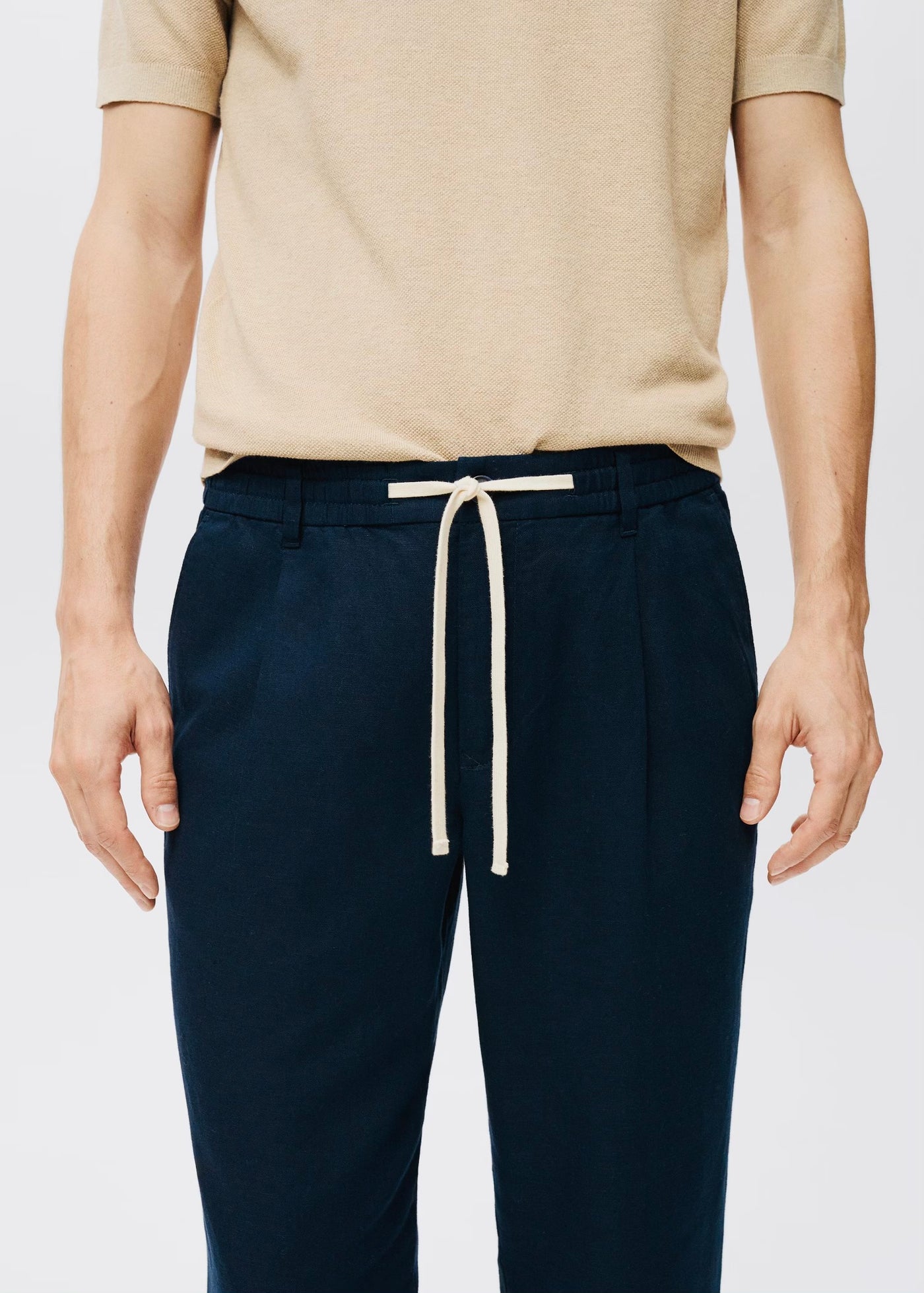 Pantalon Slim Fit Lin avec Cordon