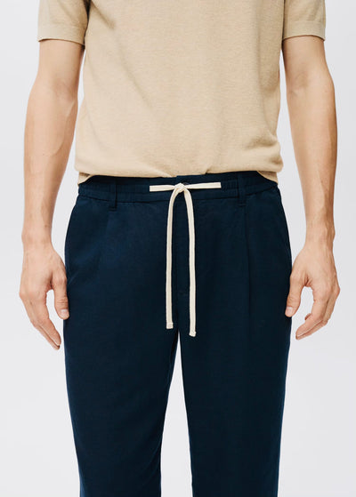 Pantalon Slim Fit Lin avec Cordon