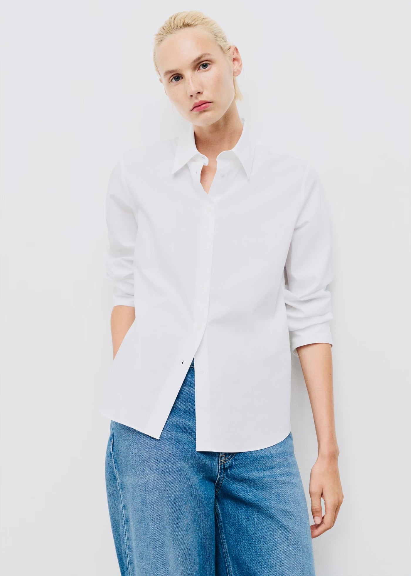 Chemise Droite Mélange Coton et Lyocell