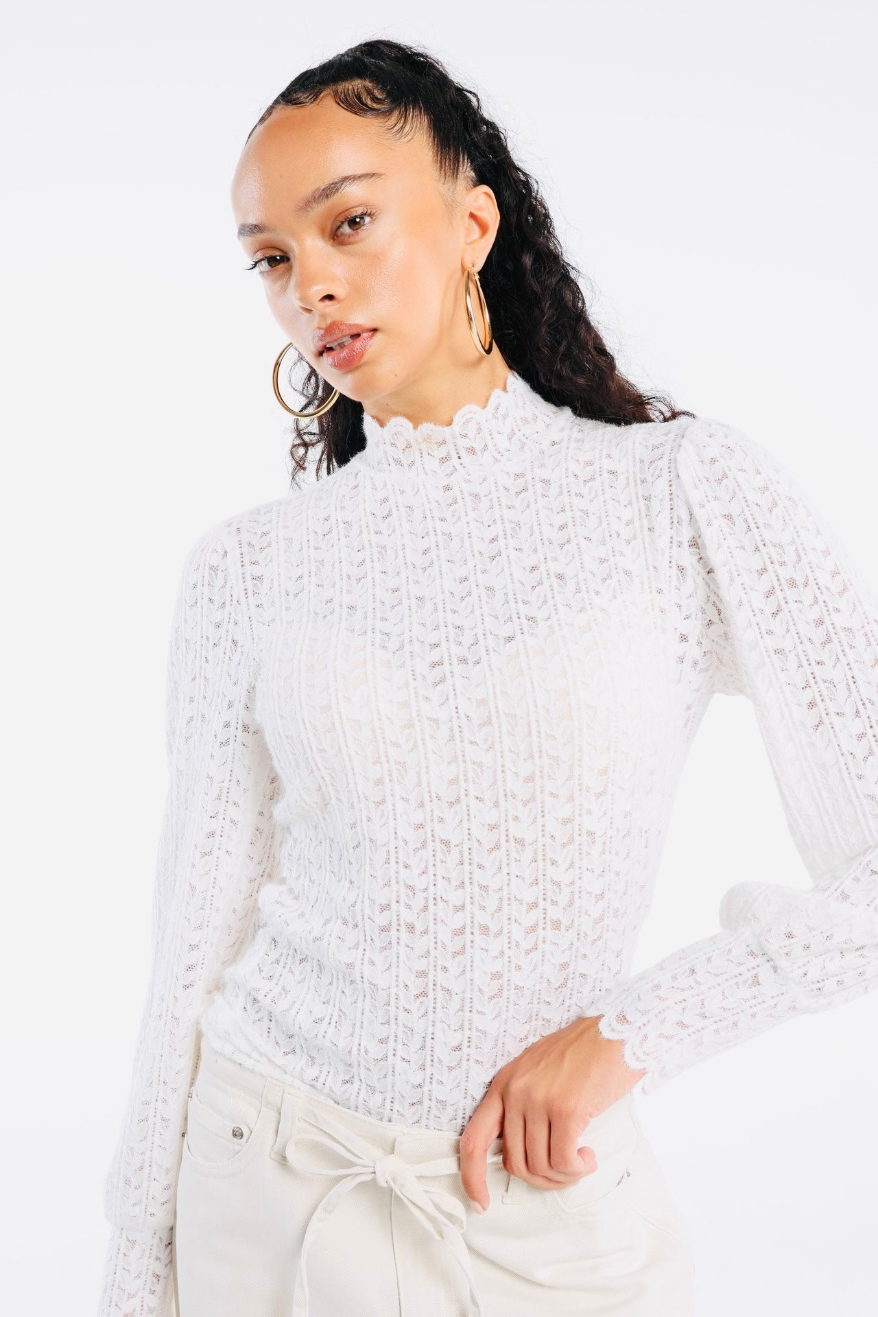 Blouse avec Empiècement en Dentelle