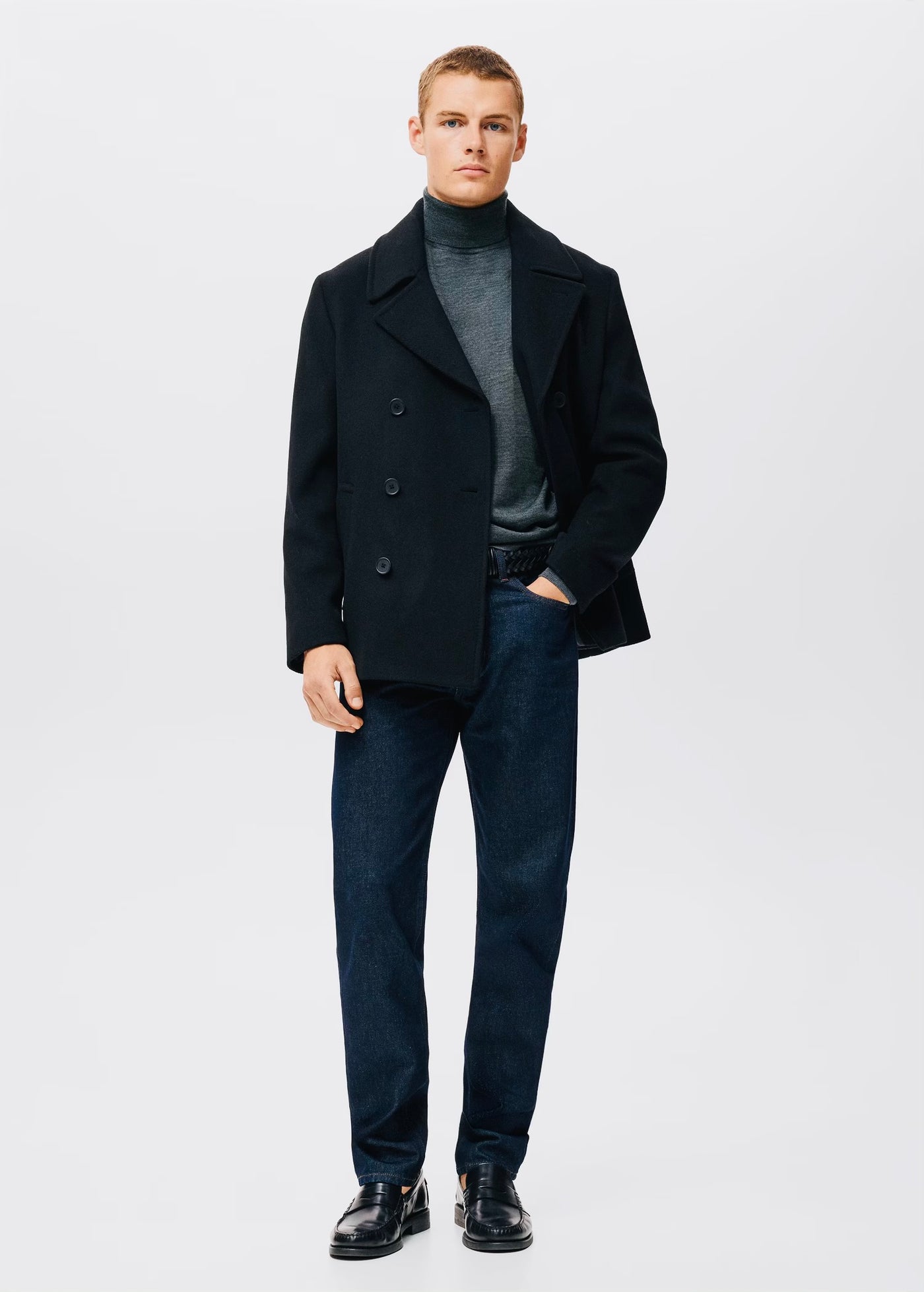 Pull over 100% laine mérinos à col montant