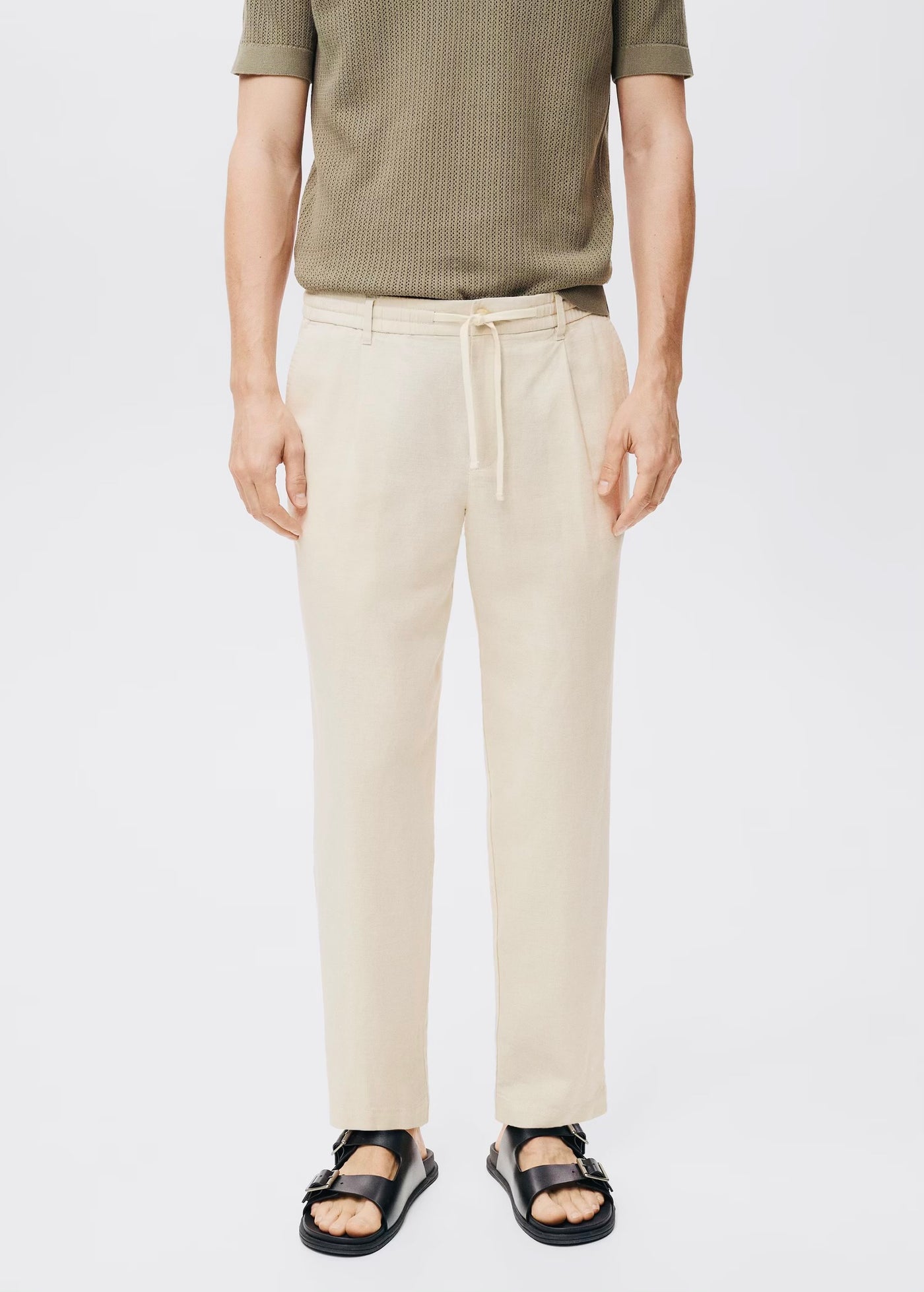 Pantalon Slim Fit Lin avec Cordon