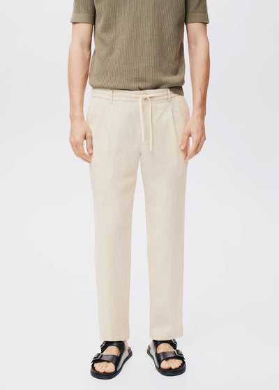 Pantalon Slim Fit Lin avec Cordon