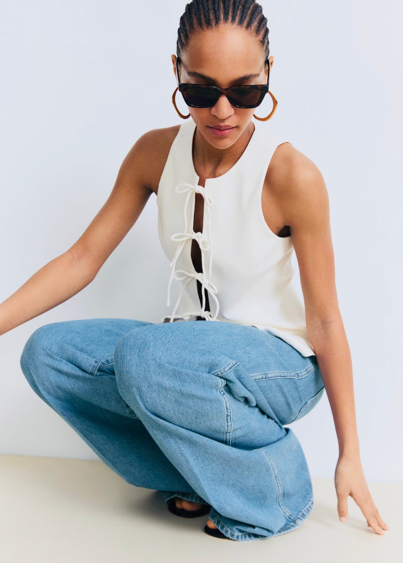 Jean Wideleg Poches Taille Haute