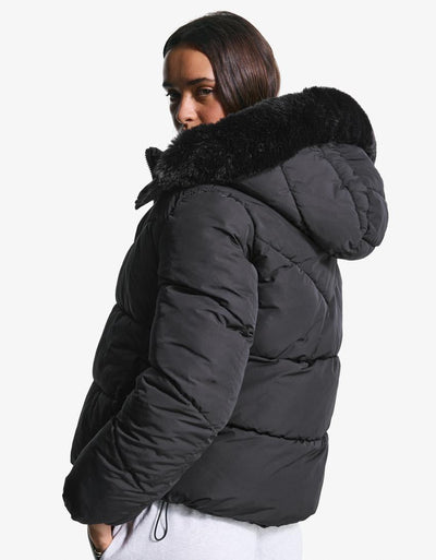 BLOUSON PUFFY DÉPERLANT CAPUCHE FOURRURE