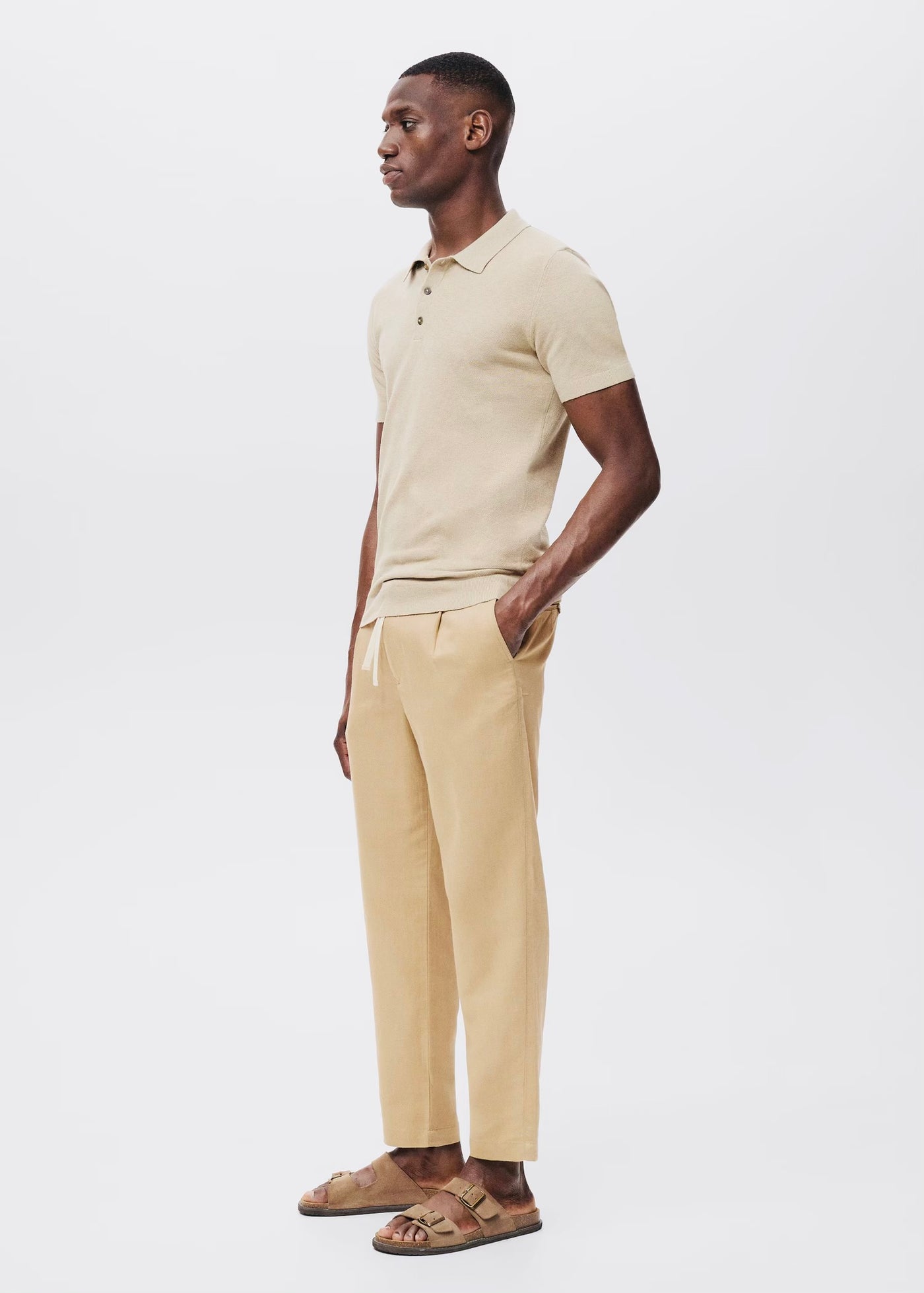 Pantalon Slim Fit Lin avec Cordon