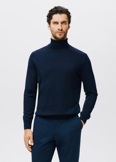 Pull over 100% laine mérinos à col montant