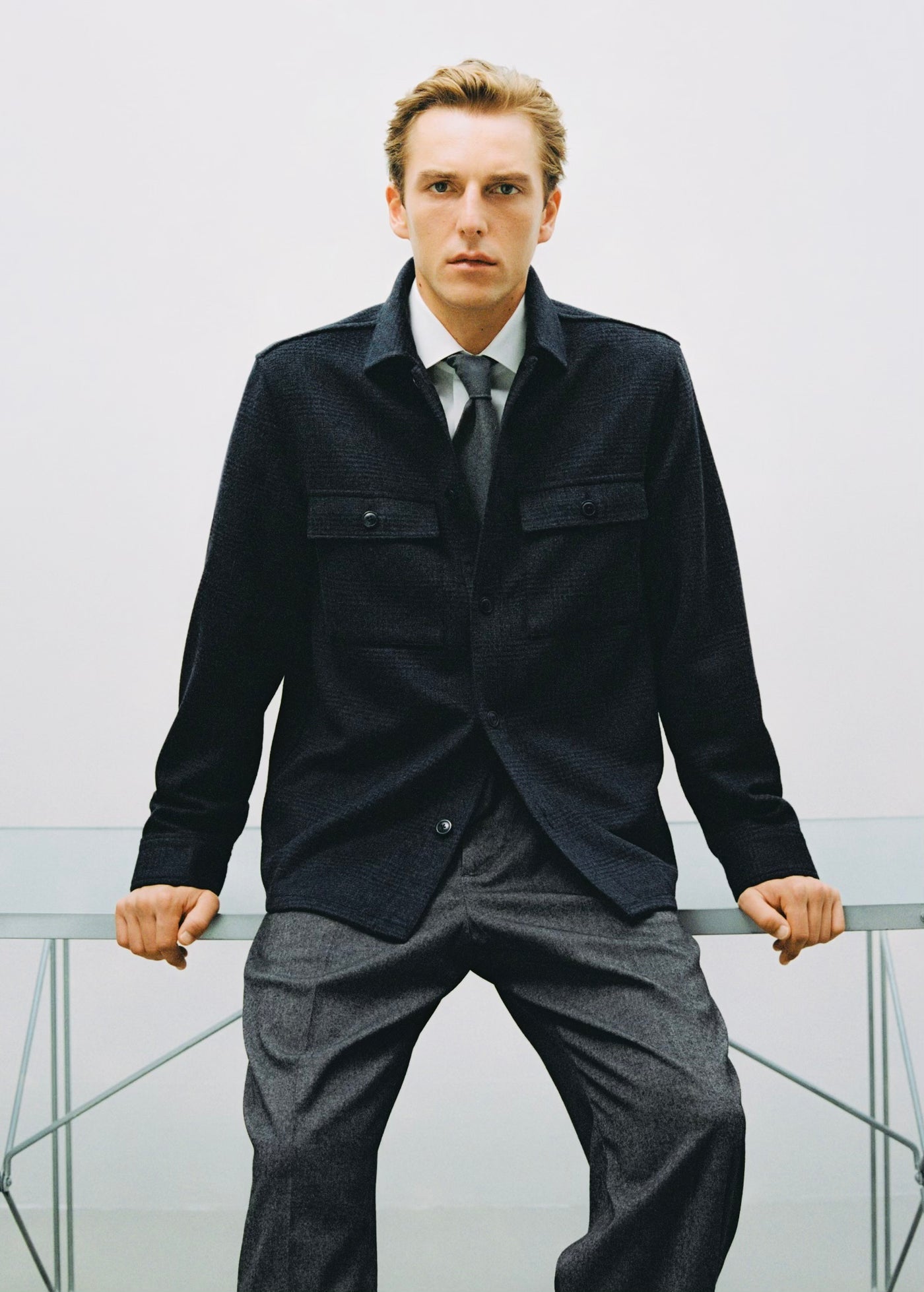 Veste laine mélangée à carreaux