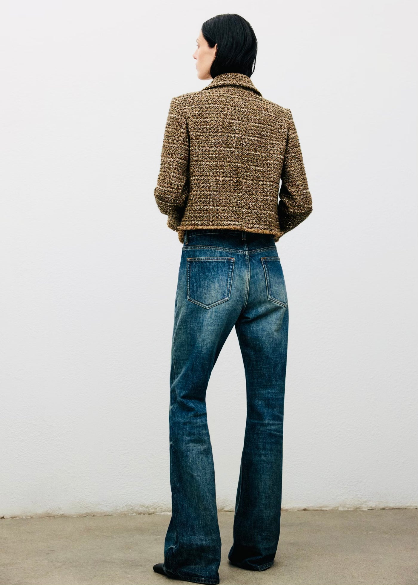 Veste tweed col fourrure