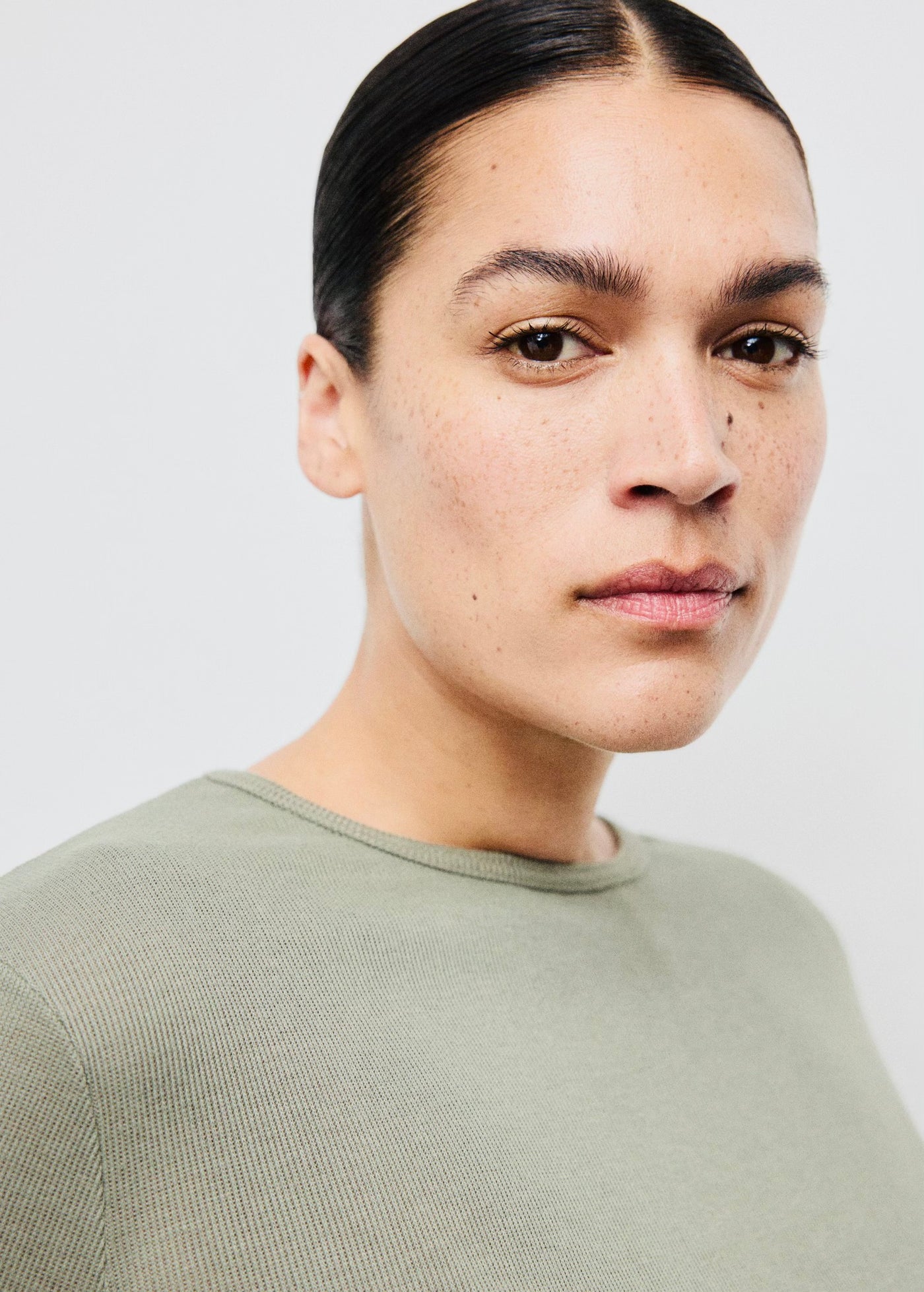 T-shirt Côtelé à Manches Longues