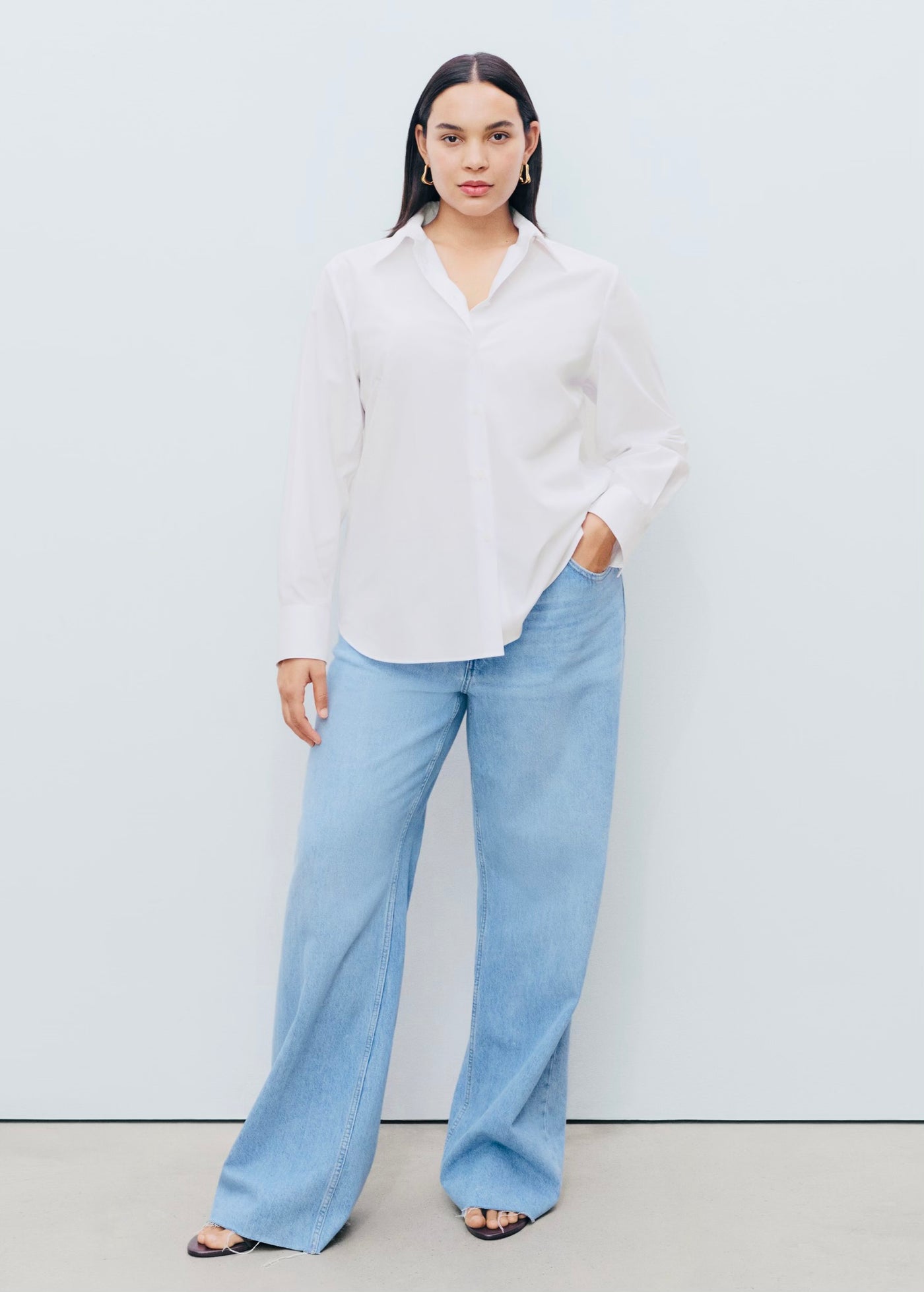 Chemise Droite Mélange Coton et Lyocell