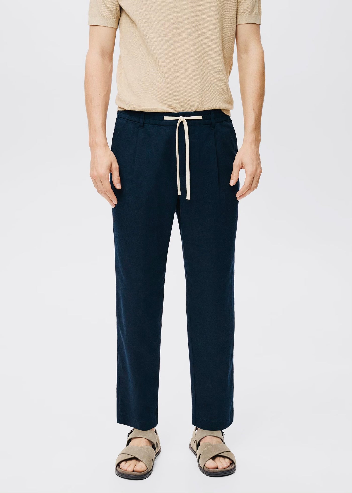 Pantalon Slim Fit Lin avec Cordon