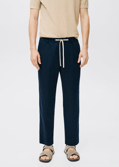 Pantalon Slim Fit Lin avec Cordon