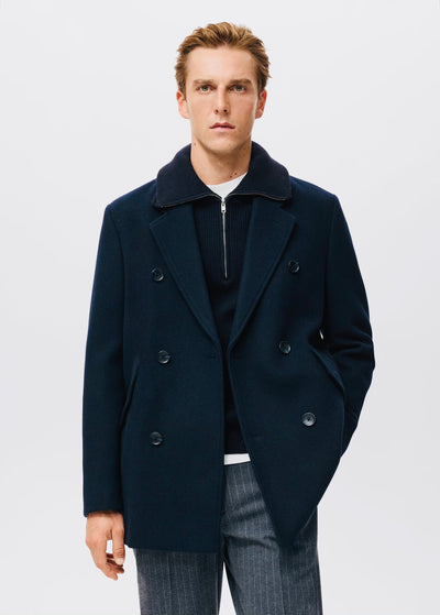 Manteau croisé en laine mélangée