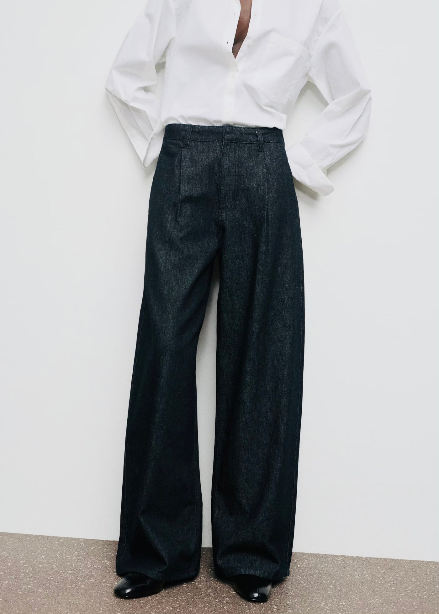 Pantalon Denim Large avec Pinces