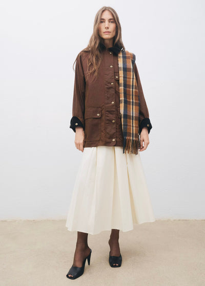 CHECK SCARF WITH FRINGED ENDS