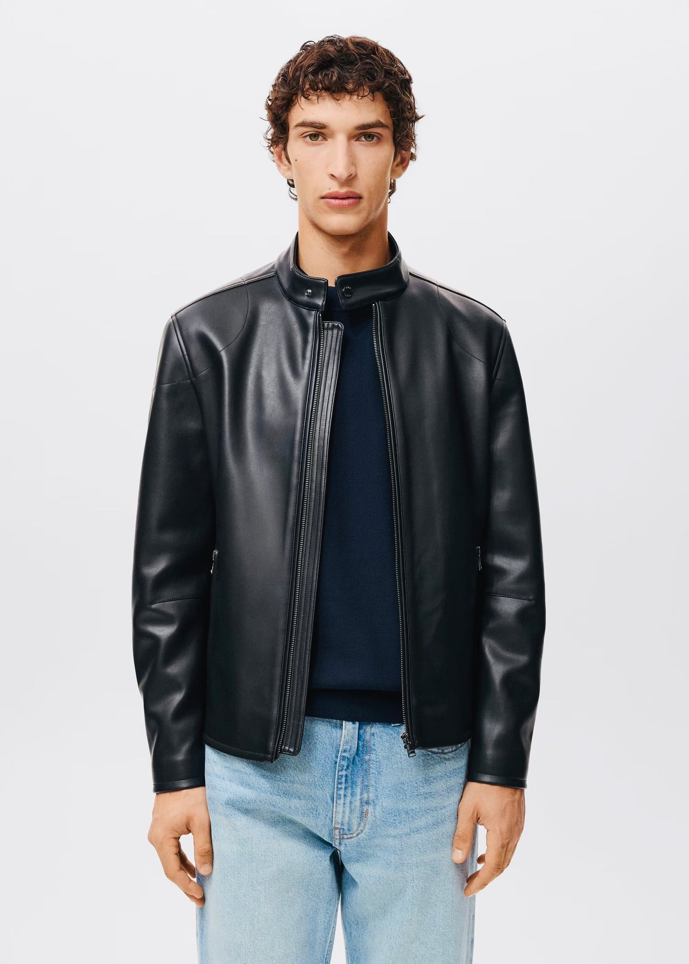 Blouson simili cuir à fermeture éclair