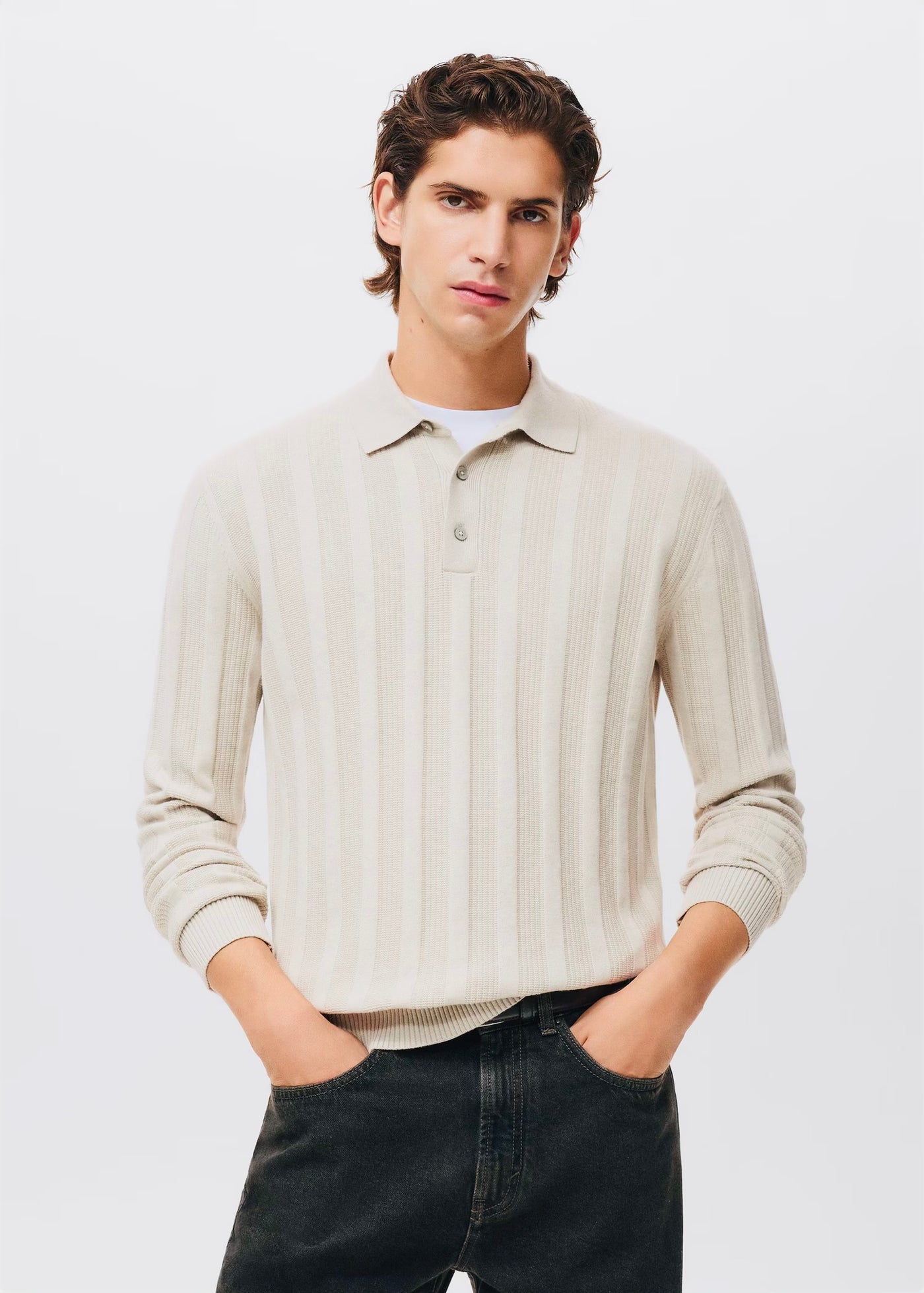 Pull over en maille côtelée à col zippé