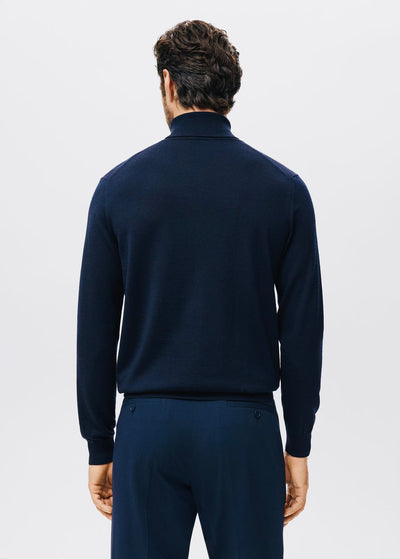 Pull over 100% laine mérinos à col montant