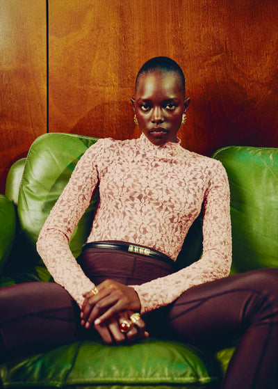 T-shirt Dentelle Col Montant