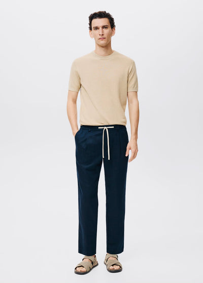Pantalon Slim Fit Lin avec Cordon