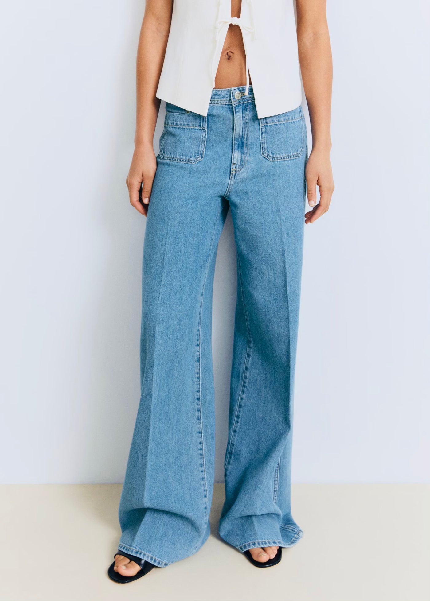 Jean Wideleg Poches Taille Haute