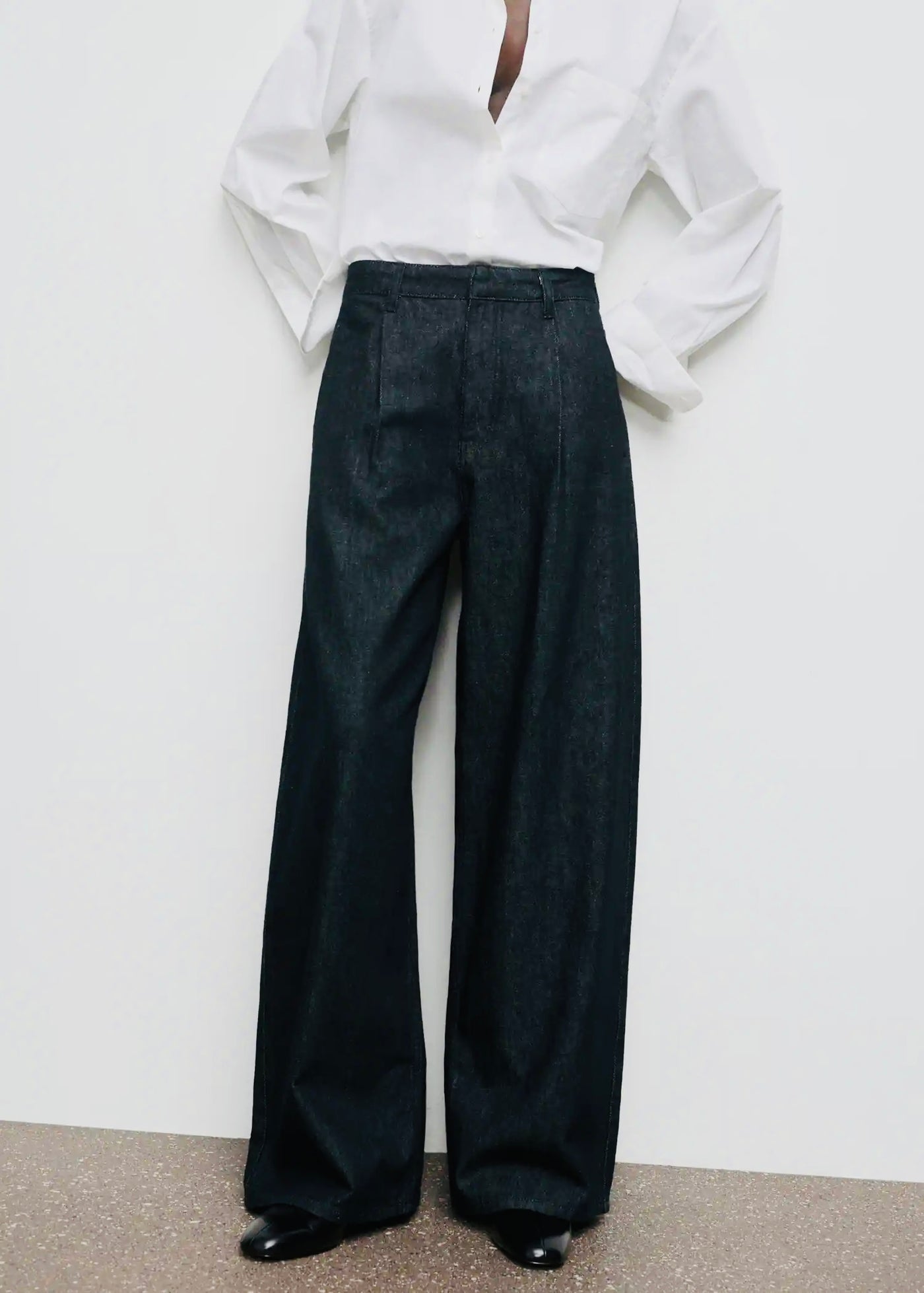 Pantalon Denim Large avec Pinces