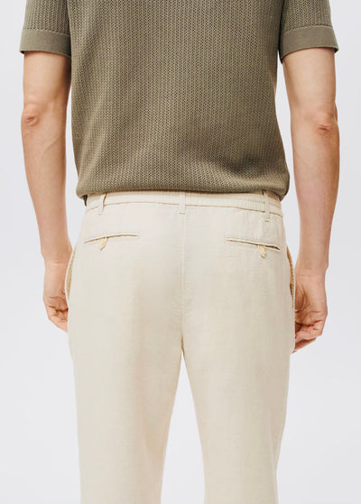 Pantalon Slim Fit Lin avec Cordon