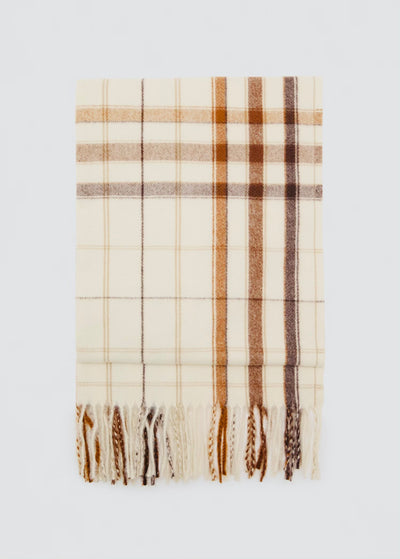 CHECK SCARF WITH FRINGED ENDS