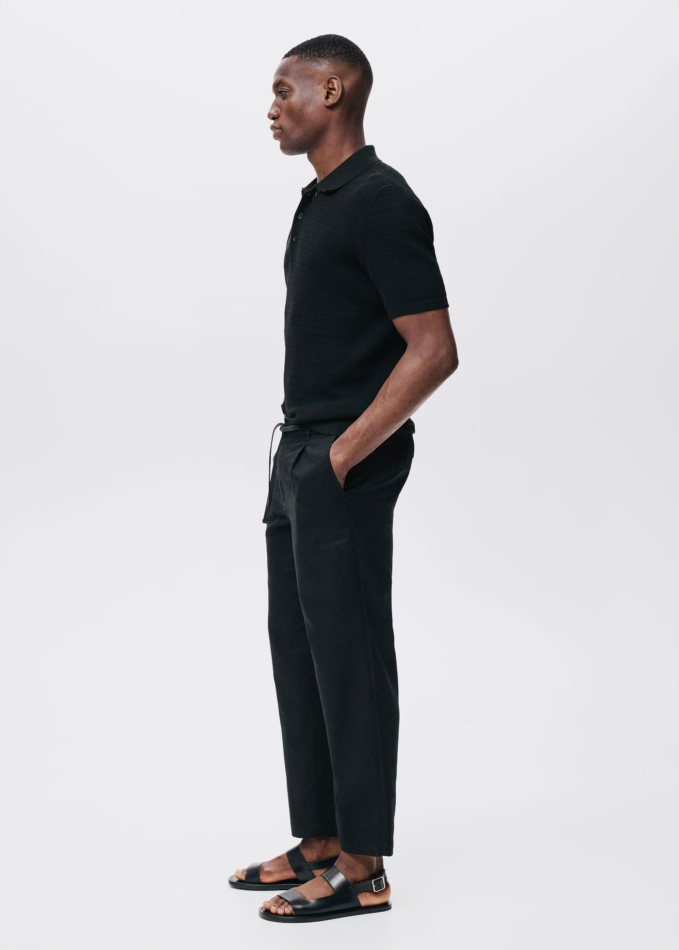 Pantalon Slim Fit Lin avec Cordon