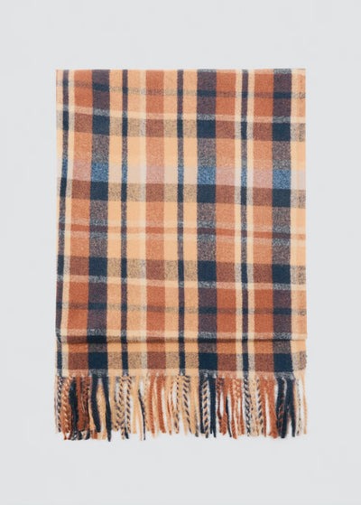 CHECK SCARF WITH FRINGED ENDS