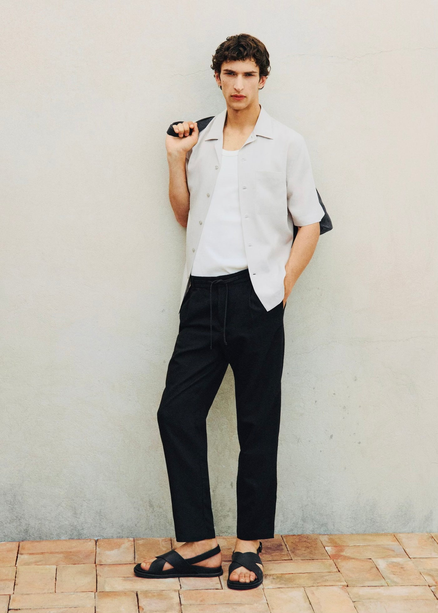 Pantalon Slim Fit Lin avec Cordon