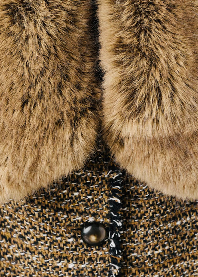 Veste tweed col fourrure