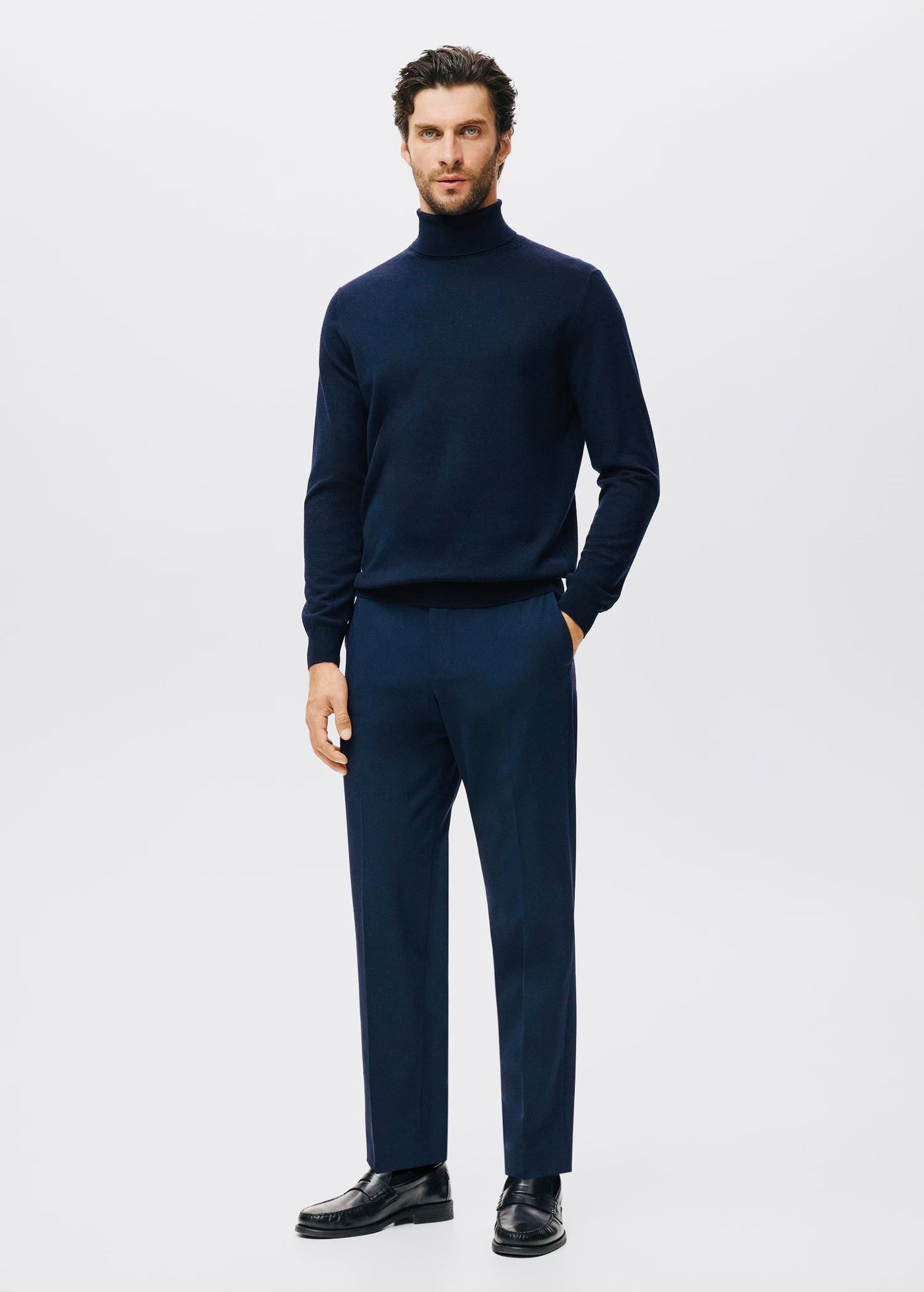 Pull over 100% laine mérinos à col montant