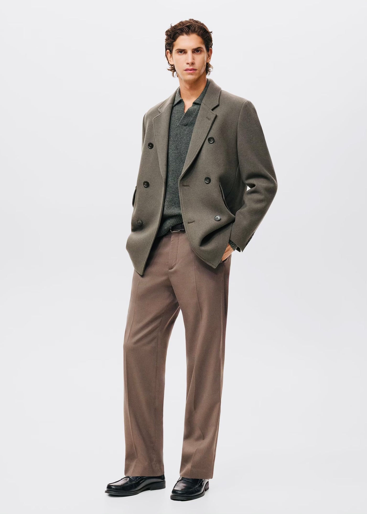 Manteau croisé en laine mélangée